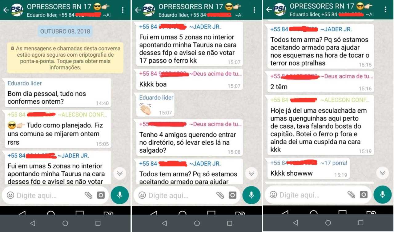 Grupo de WhatsApp “Opressores RN 17” será investigado pelo MP Eleitoral