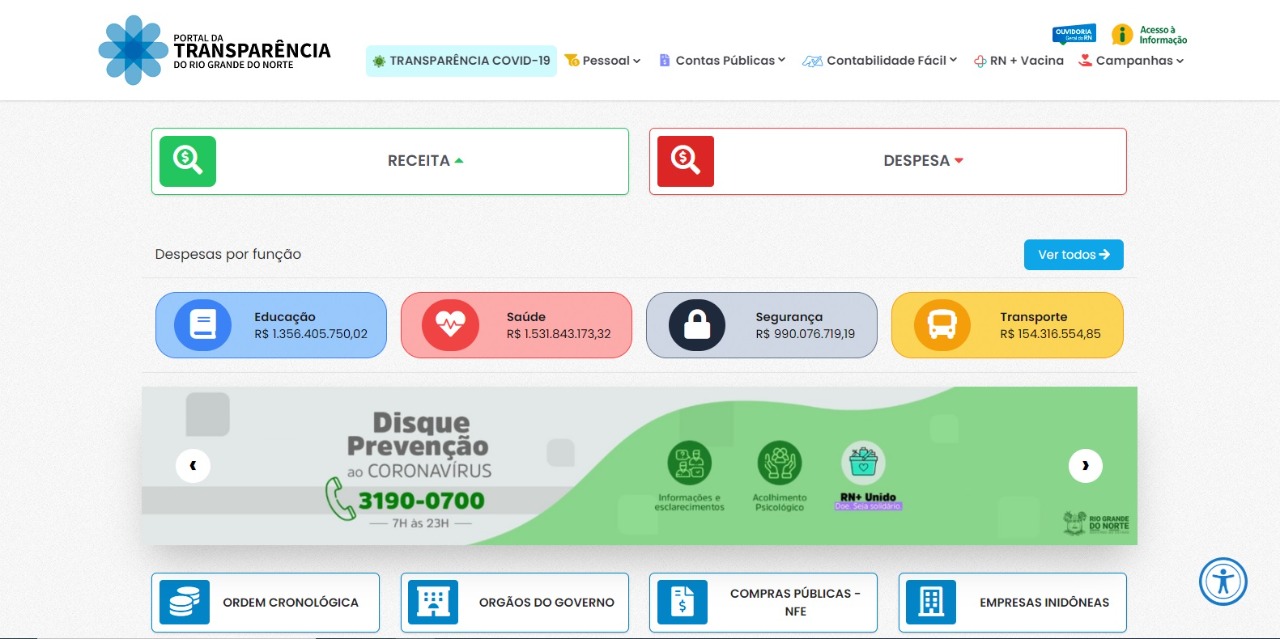 Novo Portal da Transparência do Governo do RN poderá ser acessado por celular, tablet e computador