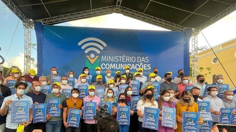 Ministro das Comunicações, Fábio Faria, participa da inauguração de pontos de wi-fi em Ceará-Mirim, no RN I Foto: divulgação Ministério das Comunicações