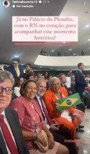 Fátima Bezerra, governadora do RN, na posse de Lula I Foto: reprodução