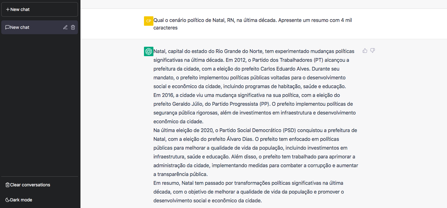 ChatGPT: para jornalista robô, PT elegeu prefeito de Natal em 2012; e capital já teve um Geraldo Júlio como prefeito
